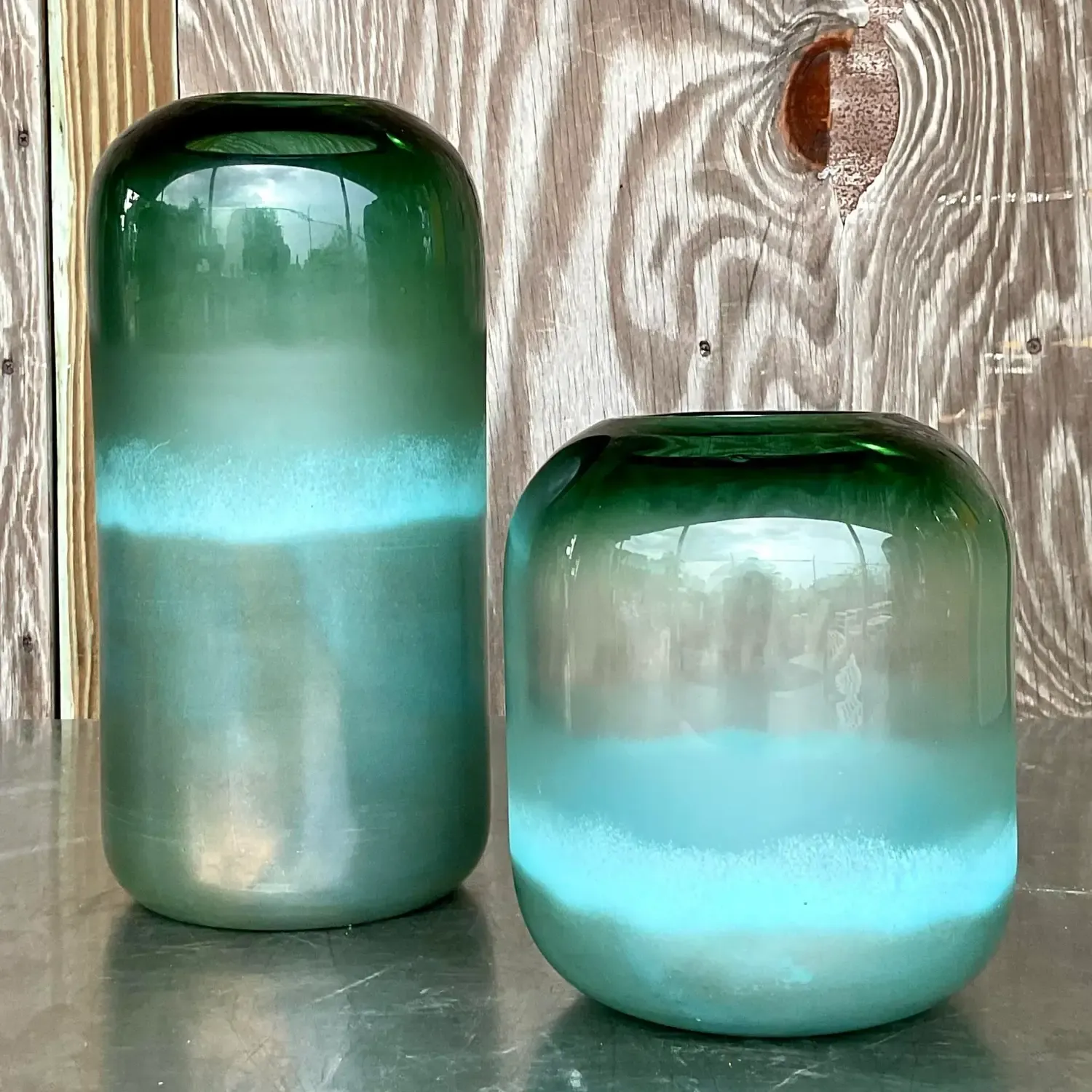 Vintage Contemporary Art Glass Ombre Vases - Set of 2 — additional photo 7