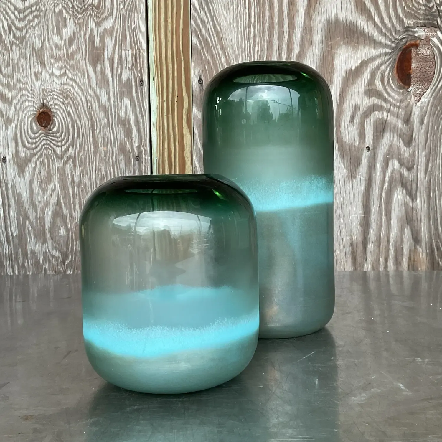 Vintage Contemporary Art Glass Ombre Vases - Set of 2 — additional photo 8
