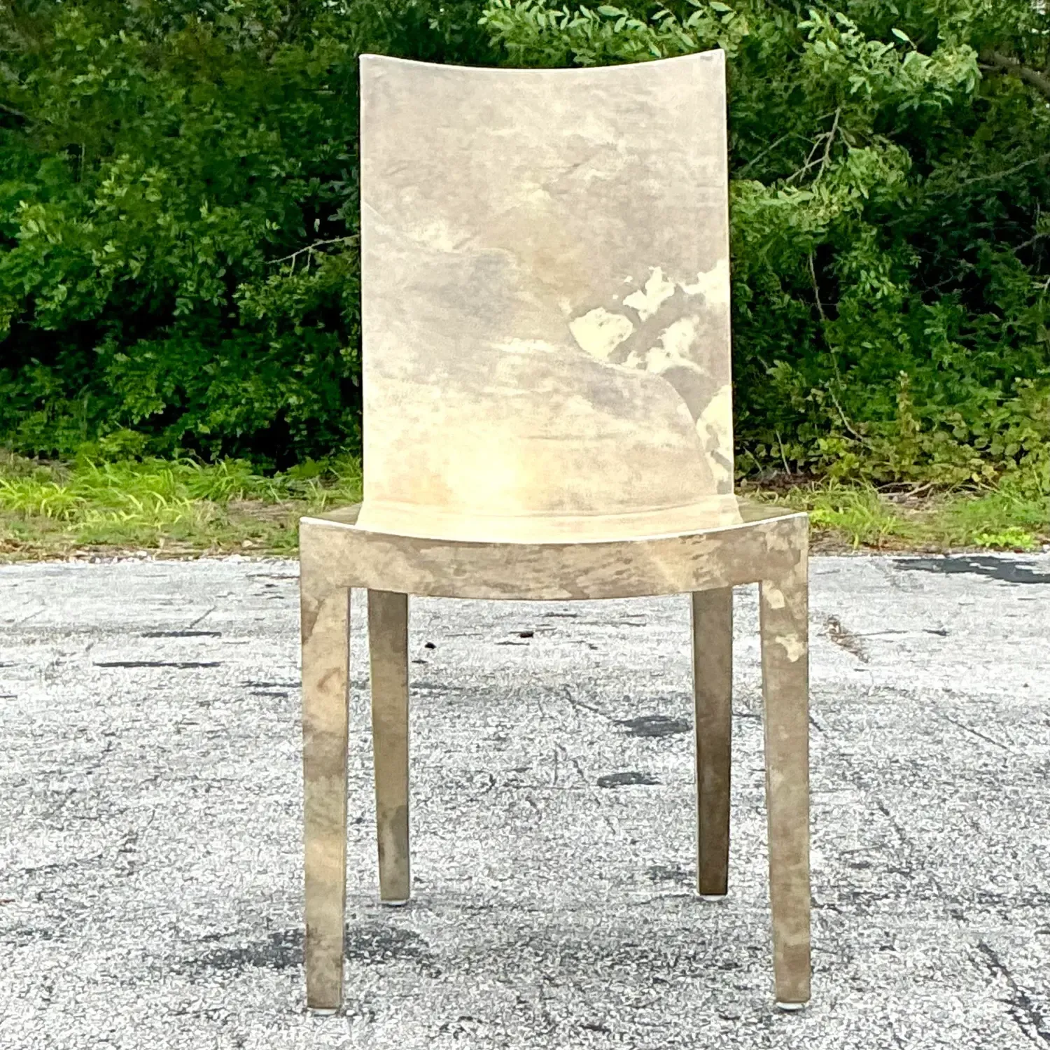 Vintage Contemporary Lacquered Goatskin “jmf” Chair After Karl Springer — additional photo 3
