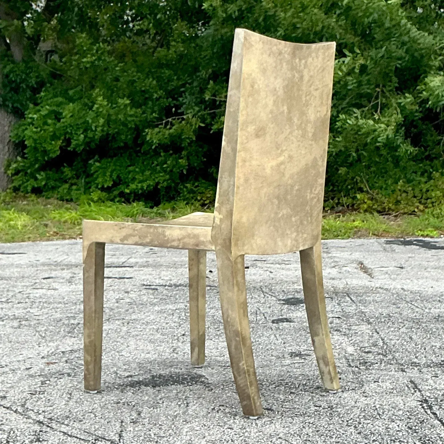 Vintage Contemporary Lacquered Goatskin “jmf” Chair After Karl Springer — additional photo 5