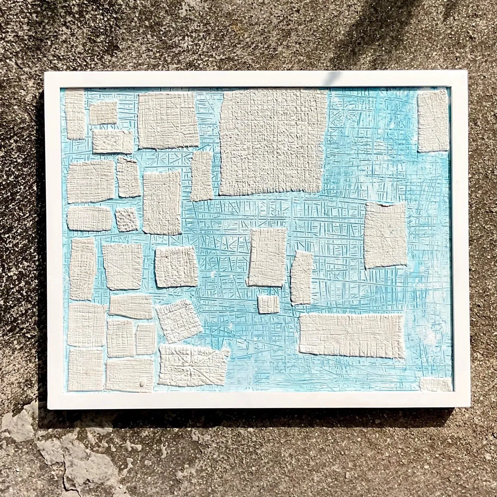 Vintage Contemporary Original Abstract Mixed Media Painting “White Matter #1” Signed Smith — additional photo 2