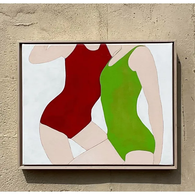 Vintage Contemporary Original Op Art Acrylic Figurative on Canvas — additional photo 8