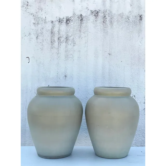 Vintage Organic Modern Matte Sage Green Urns – A Pair — additional photo 2