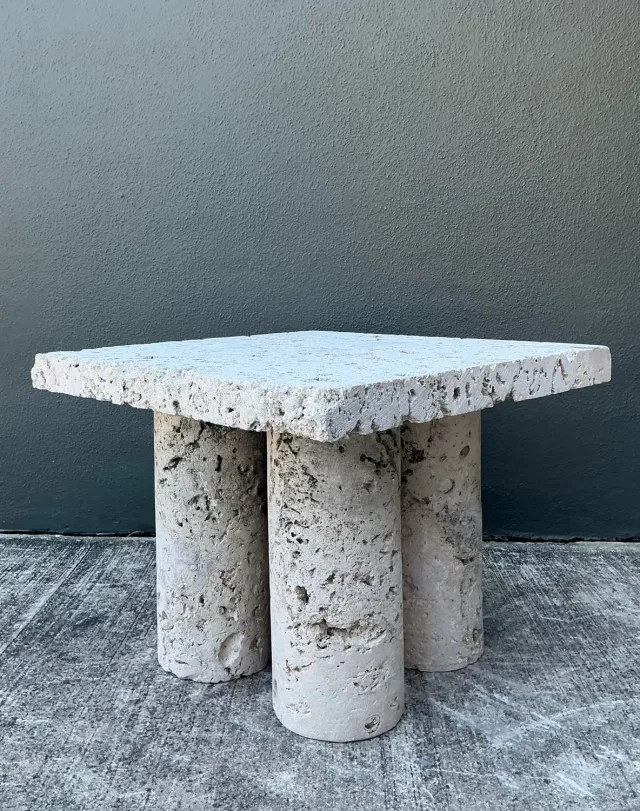 Vintage Coquina Stone Side Table — additional photo 2