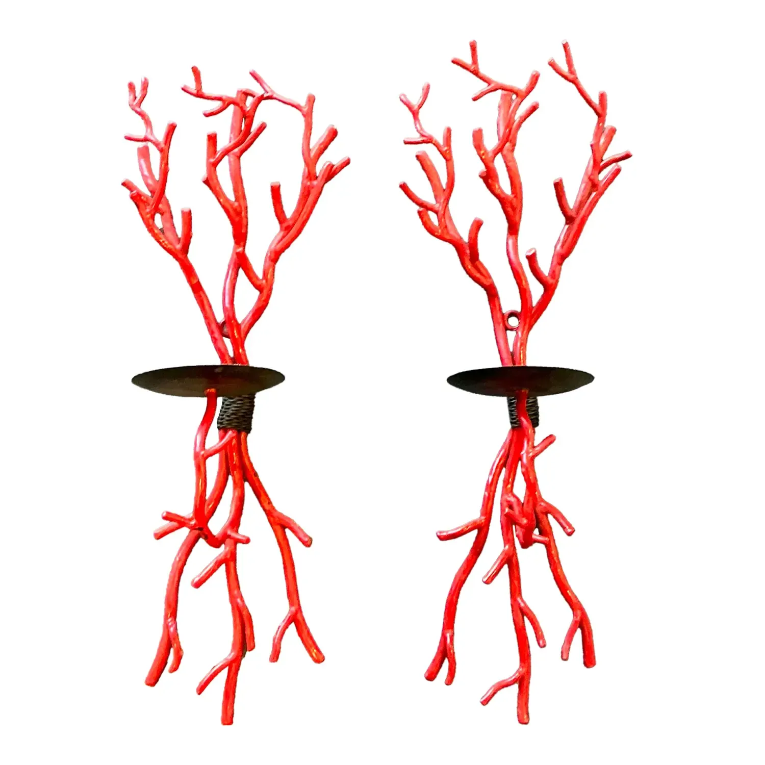 Vintage Coral Branch Wall Candle Sconces- A Pair