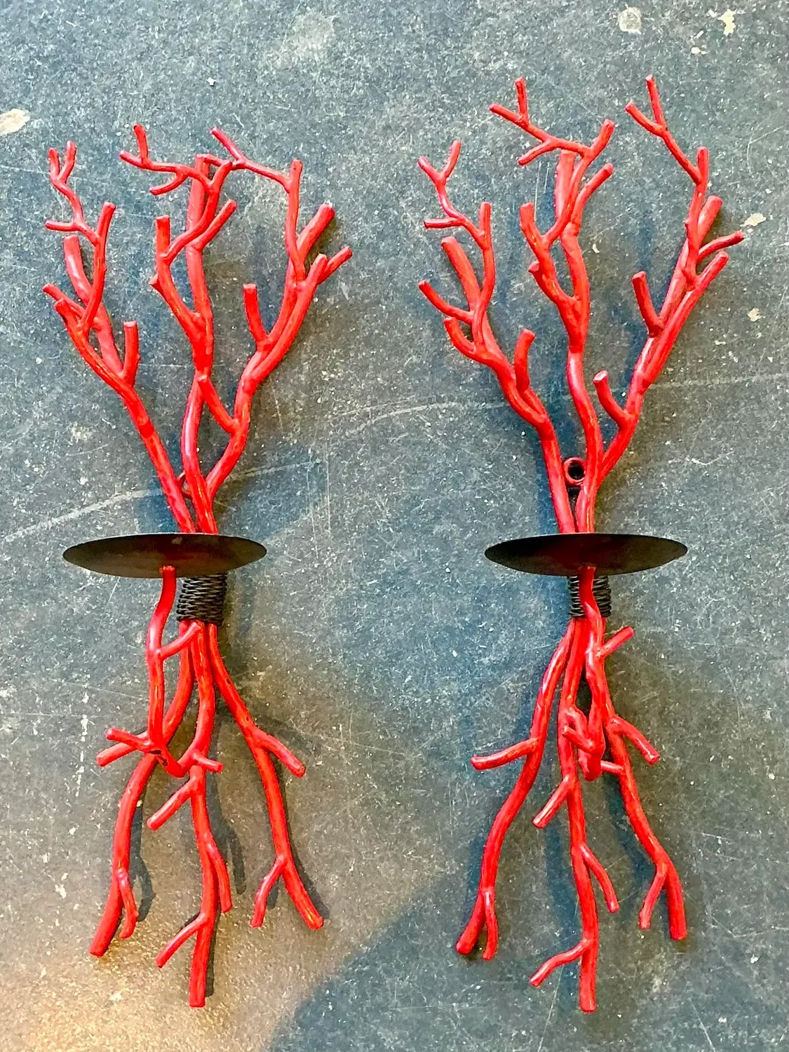 Vintage Coral Branch Wall Candle Sconces- A Pair — additional photo 3