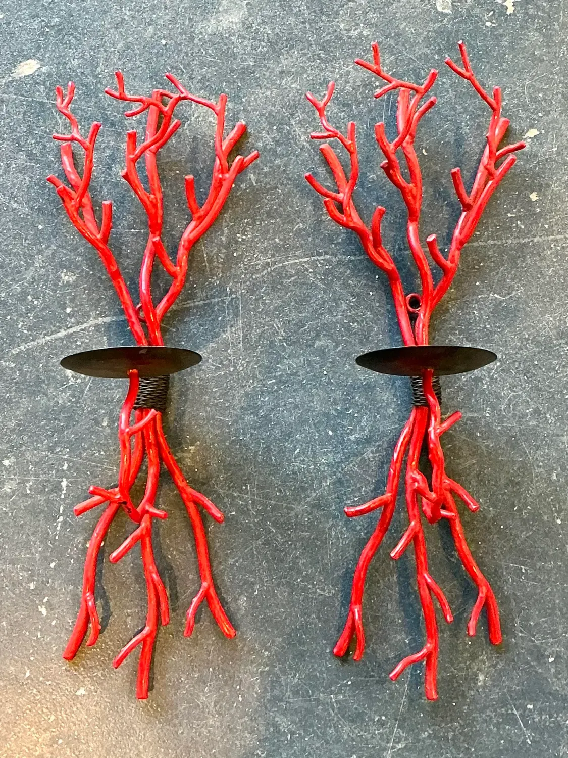 Vintage Coral Branch Wall Candle Sconces- A Pair — additional photo 4