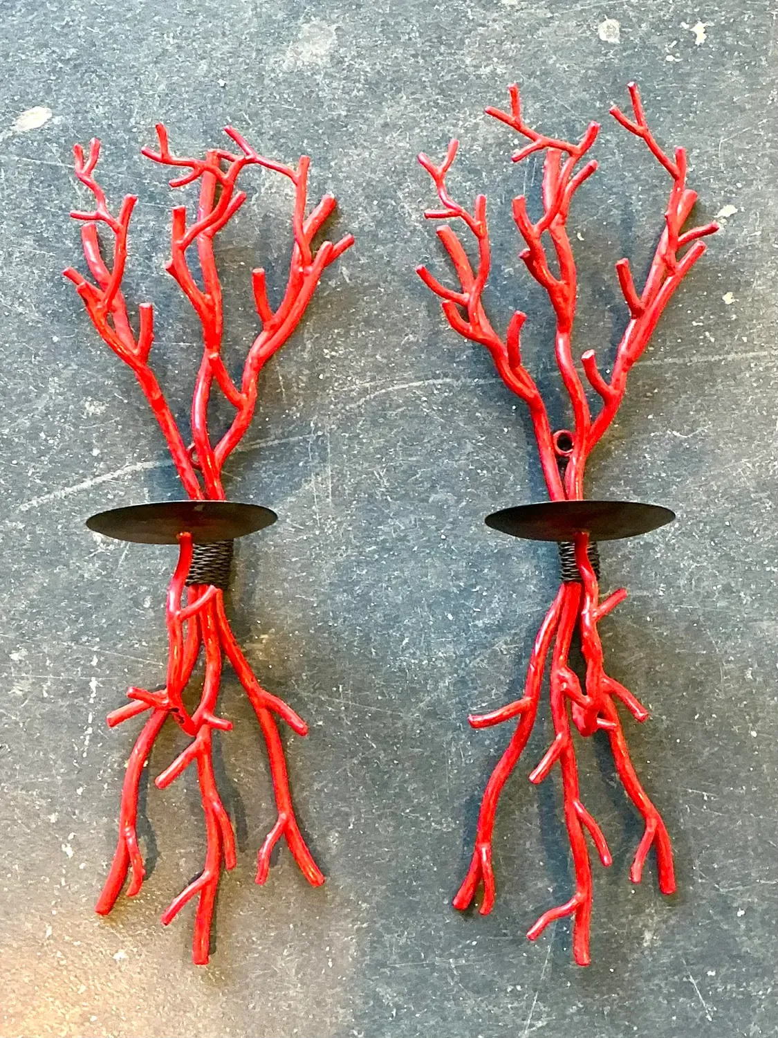 Vintage Coral Branch Wall Candle Sconces- A Pair — additional photo 5