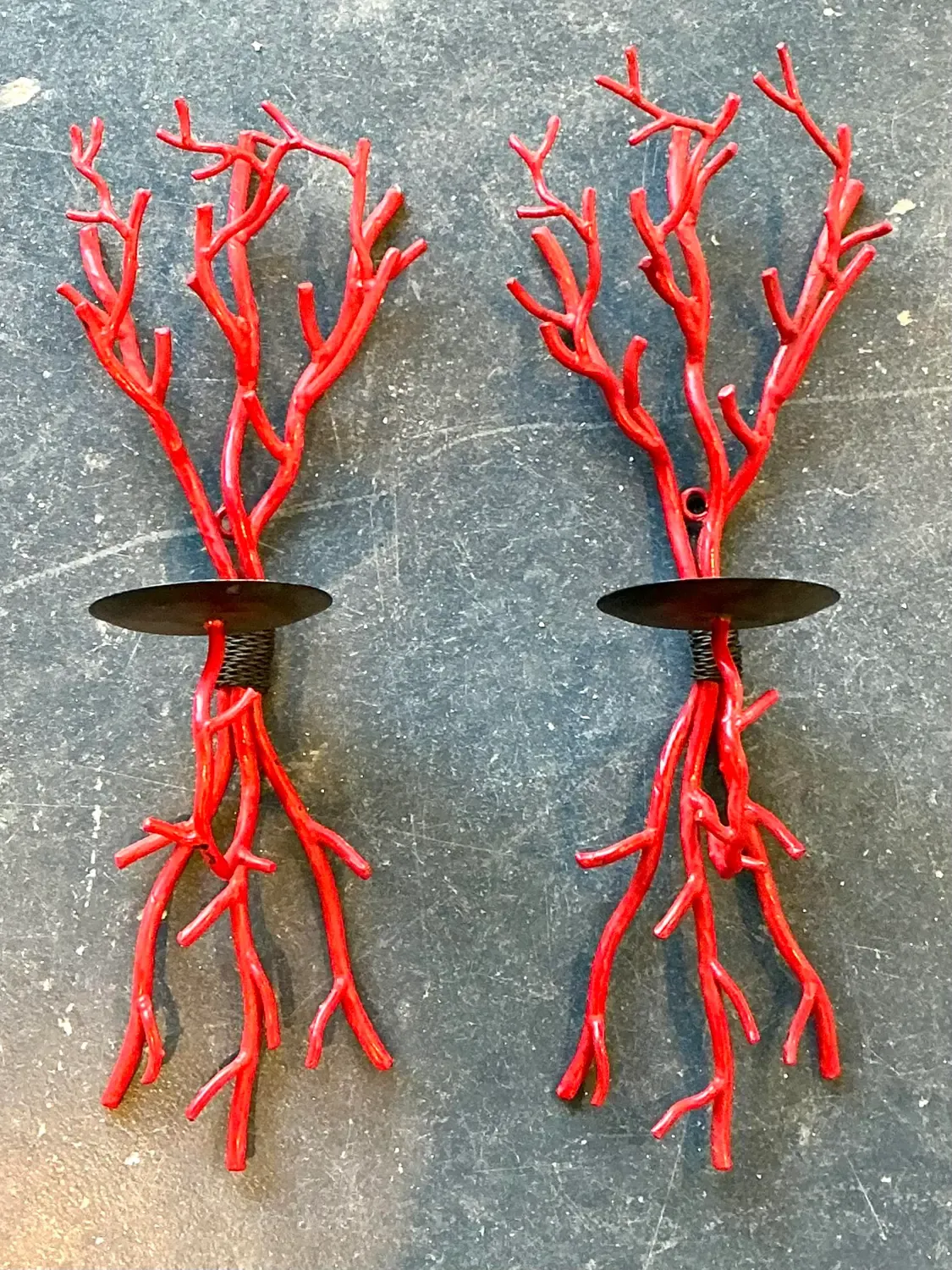 Vintage Coral Branch Wall Candle Sconces- A Pair — additional photo 6