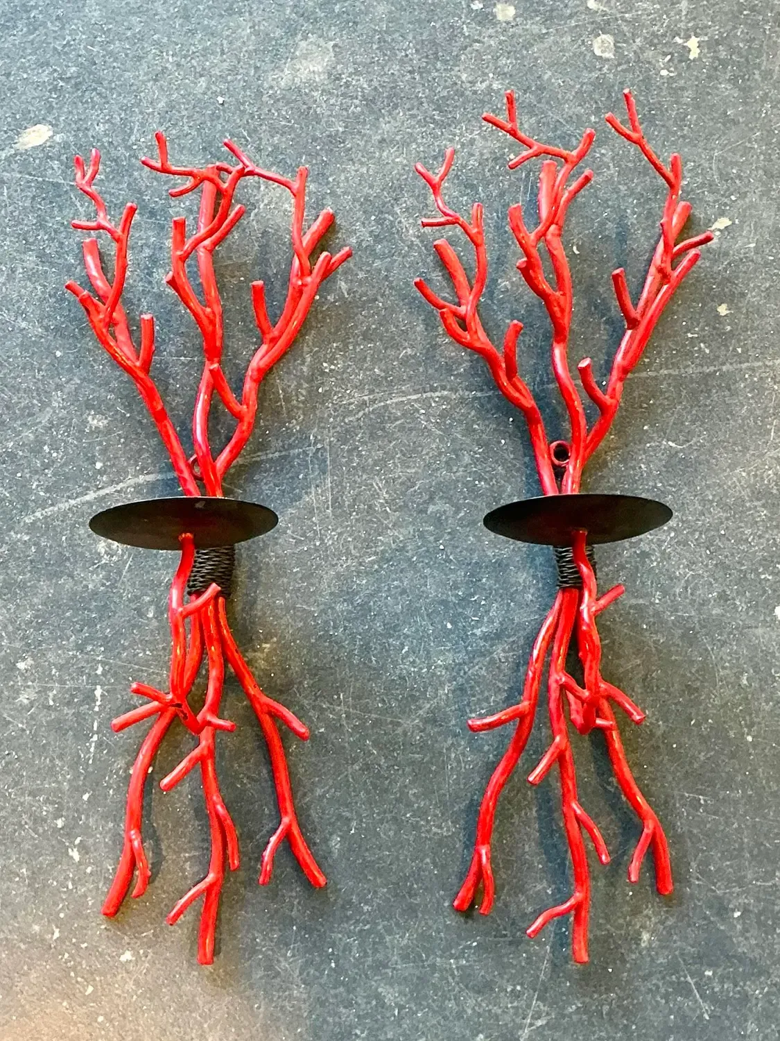 Vintage Coral Branch Wall Candle Sconces- A Pair — additional photo 8