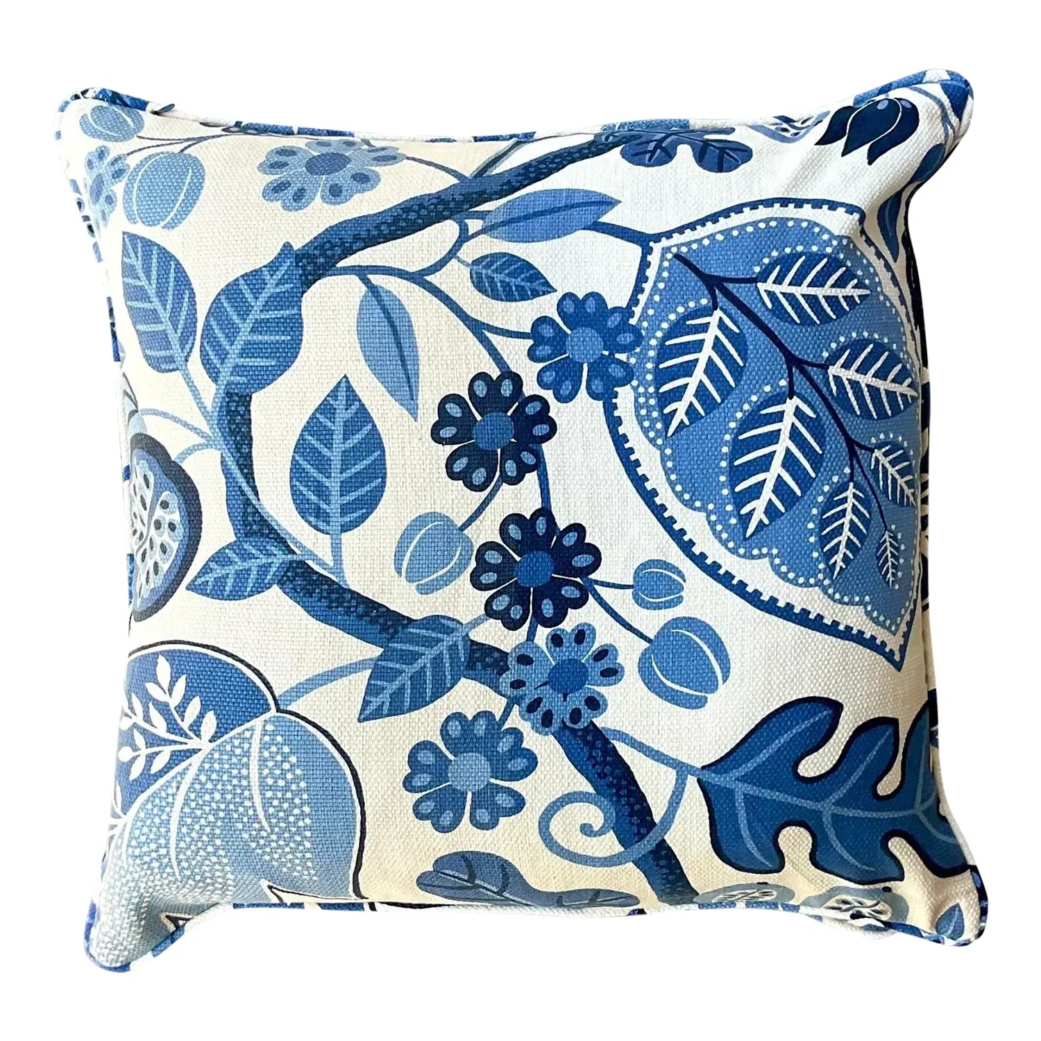 Vintage Costal Blue Floral Down Throw Pillow — additional photo 1