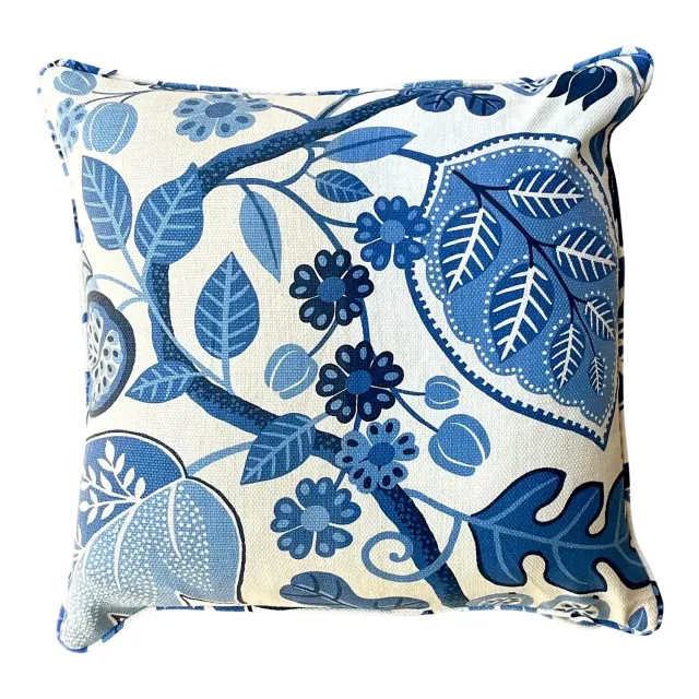Vintage Costal Blue Floral Down Throw Pillow — additional photo 1