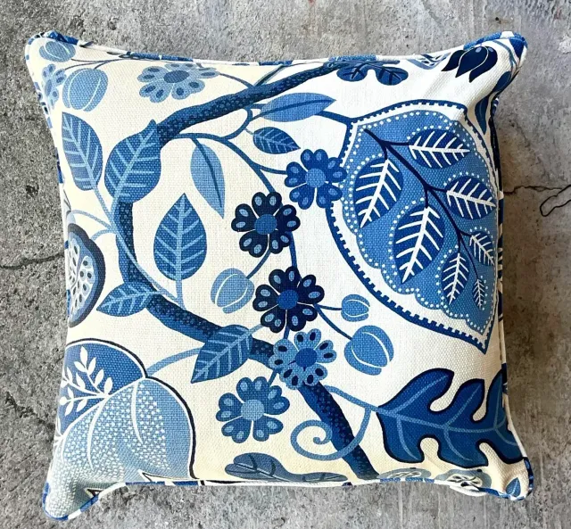 Vintage Costal Blue Floral Down Throw Pillow — additional photo 2