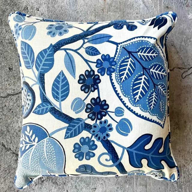 Vintage Costal Blue Floral Down Throw Pillow — additional photo 5