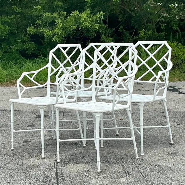 Vintage Costal “Calcutta” Cast Aluminum Dining Chairs After Brown Jordan - Set of 4 — additional photo 1