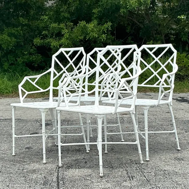 Vintage Costal “Calcutta” Cast Aluminum Dining Chairs After Brown Jordan - Set of 4 — additional photo 2