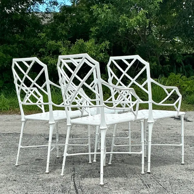Vintage Costal “Calcutta” Cast Aluminum Dining Chairs After Brown Jordan - Set of 4 — additional photo 3