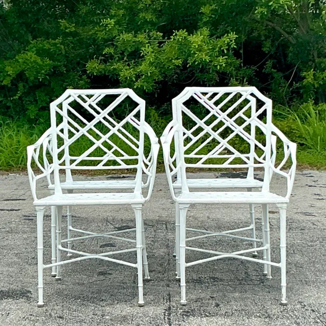 Vintage Costal “Calcutta” Cast Aluminum Dining Chairs After Brown Jordan - Set of 4 — additional photo 5