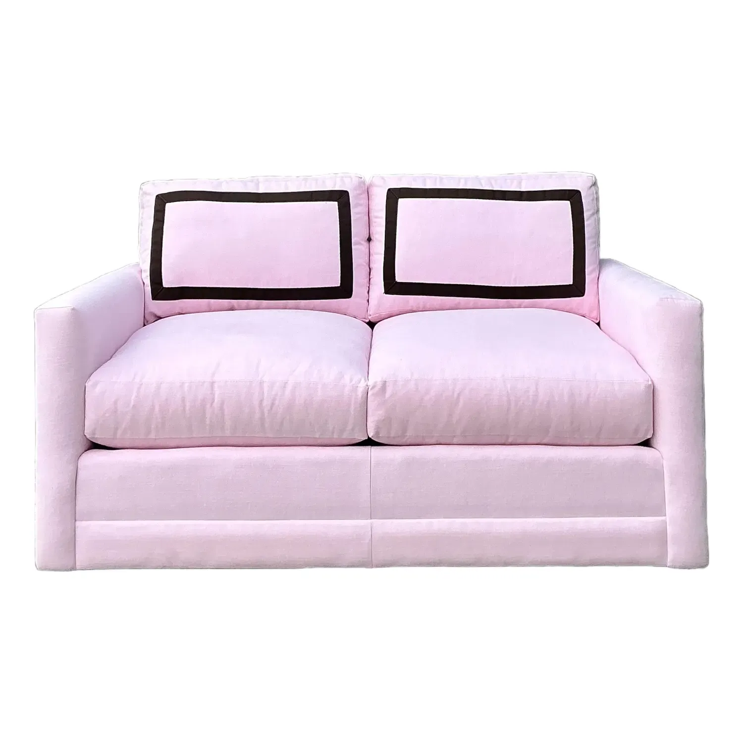Vintage Cr Laine Loveseat in Romo “Linea Rosewater” With Samuel and Sons Trim