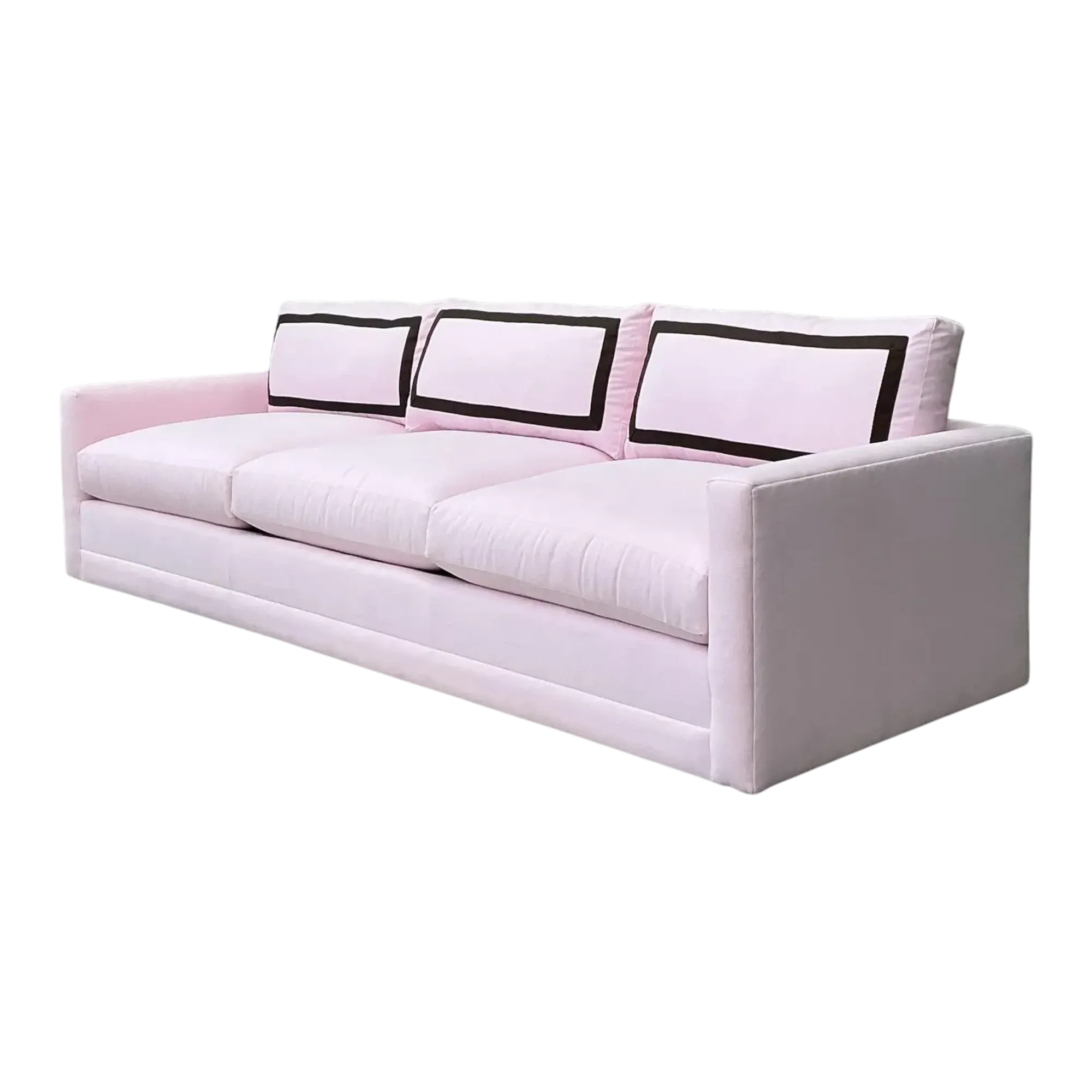 Vintage Cr Laine Three Seat Sofa in Romo “Linara Rosewater” With Samuel and Sons Trim