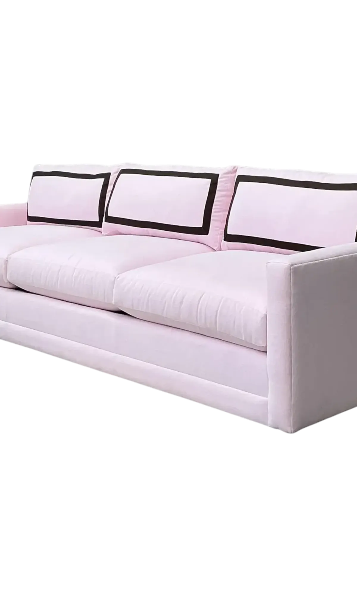 Vintage Cr Laine Three Seat Sofa in Romo “Linara Rosewater” With Samuel and Sons Trim