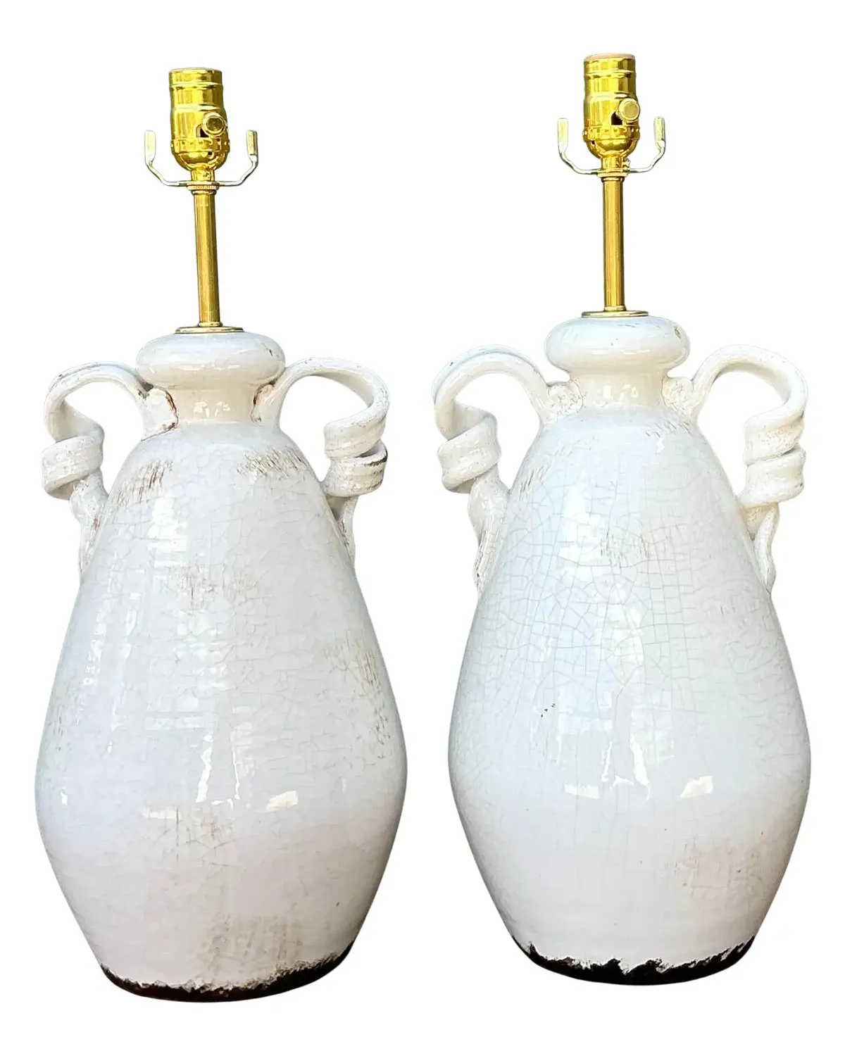 Vintage Crackle Glaze Ceramic Lamps - a Pair
