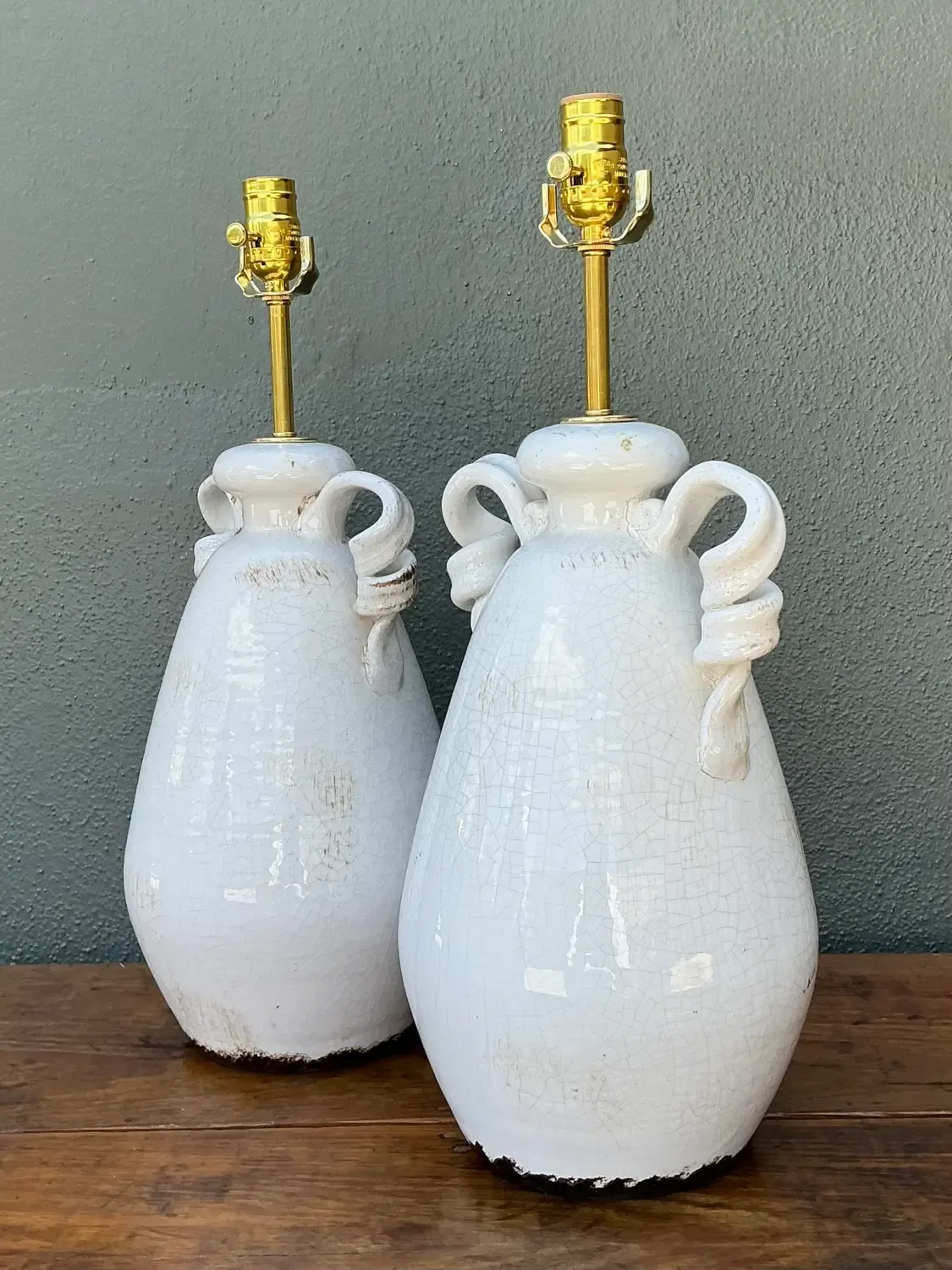Vintage Crackle Glaze Ceramic Lamps - a Pair — additional photo 3