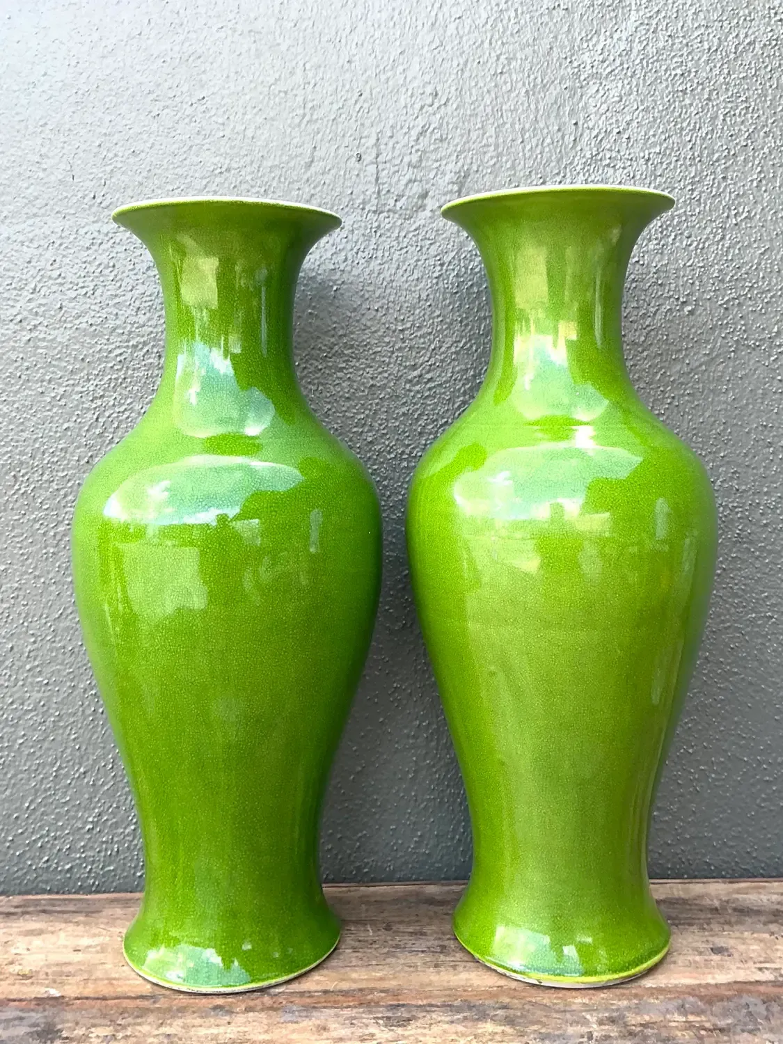 Vintage Crackle Glaze Ceramic Vases - A Pair — additional photo 1