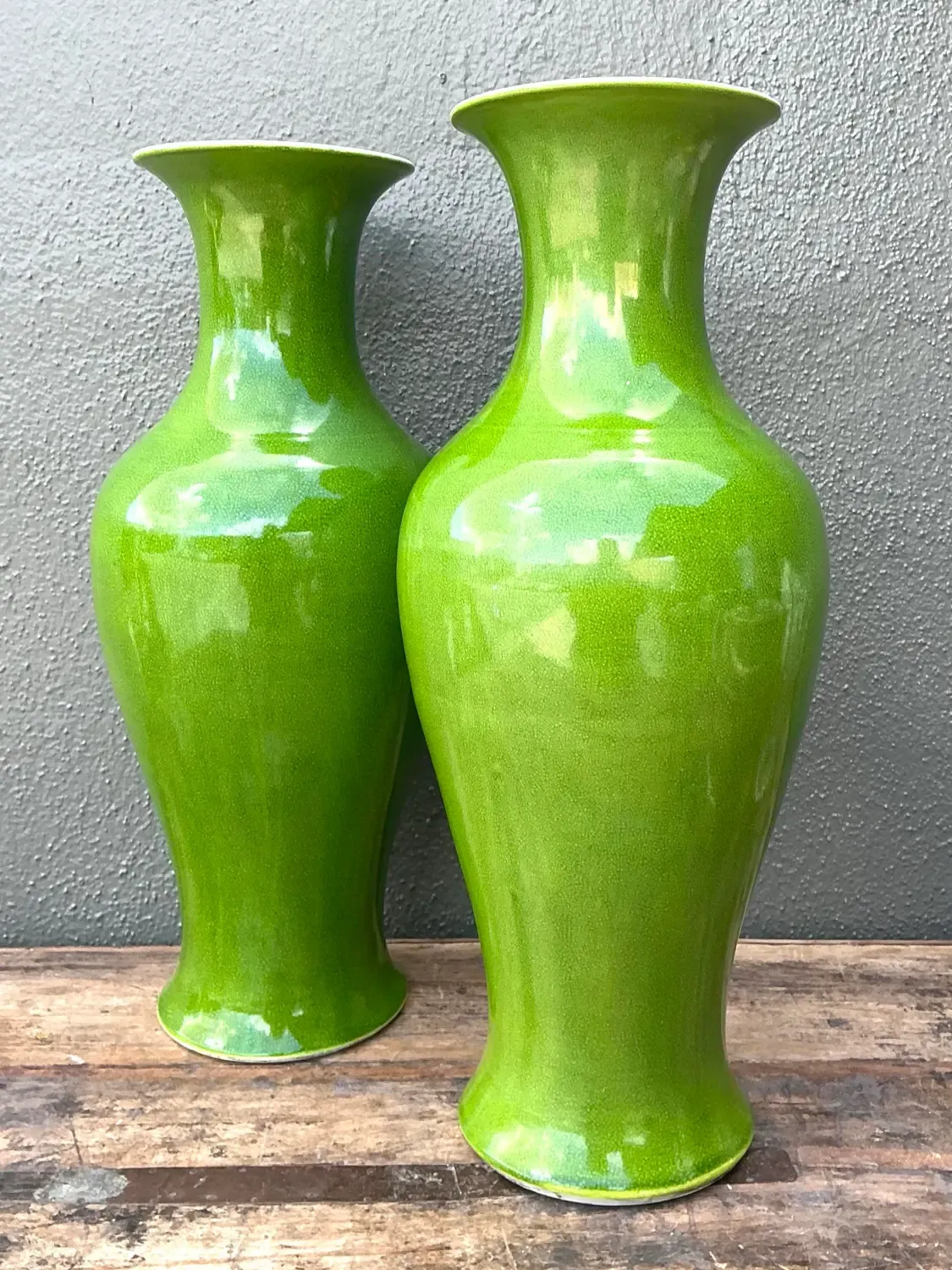 Vintage Crackle Glaze Ceramic Vases - A Pair — additional photo 2