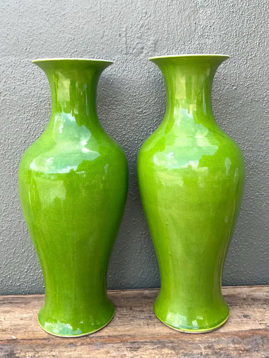 Vintage Crackle Glaze Ceramic Vases - A Pair — additional photo 3