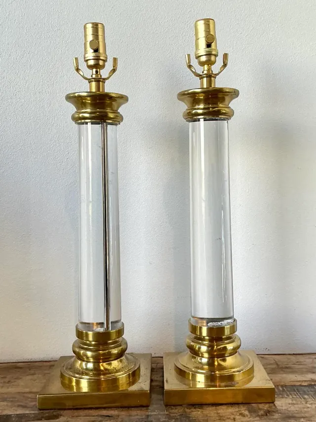 Vintage Crystal Column Lamps - A Pair — additional photo 1