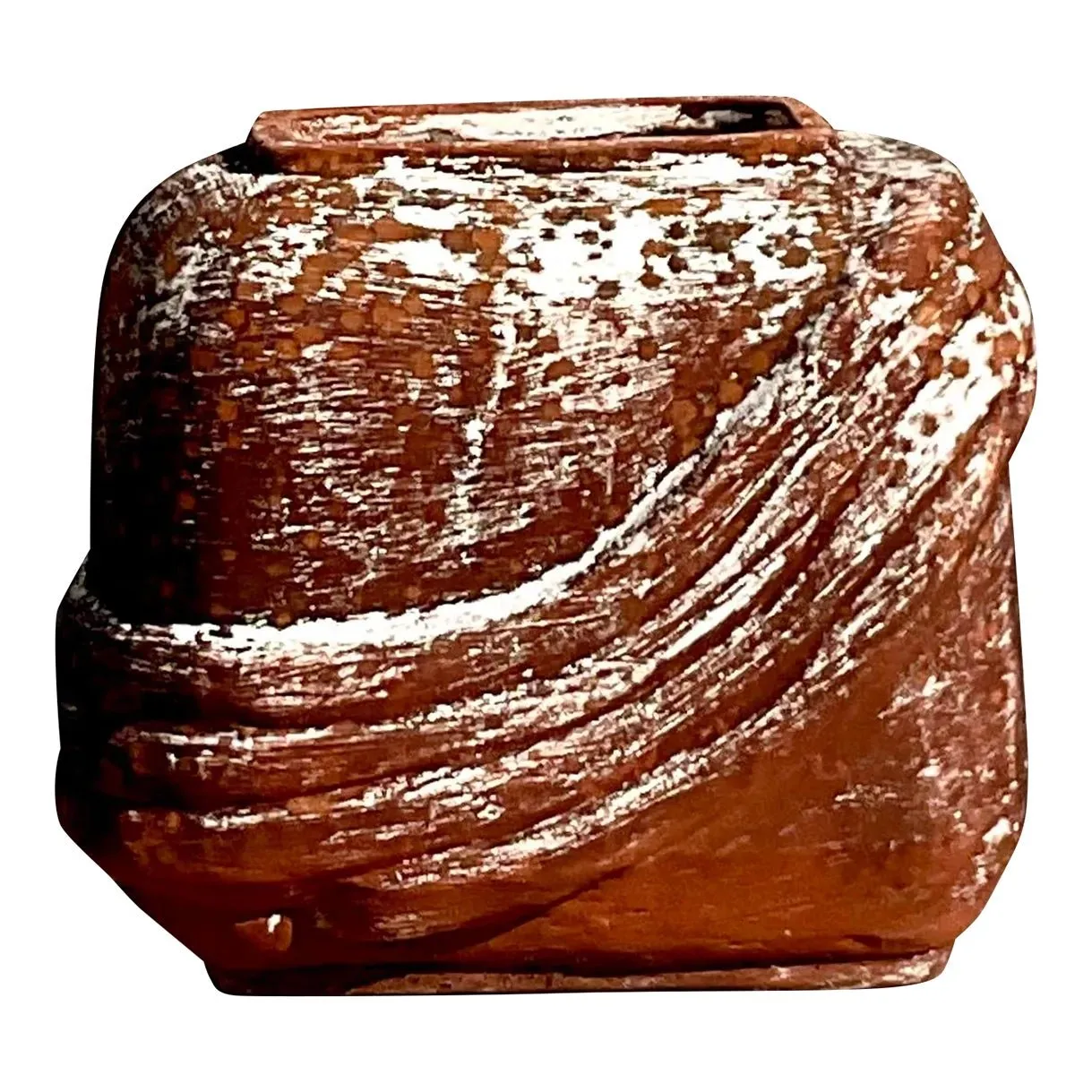 Vintage Cube Terracotta Planter With Curvy Ridges — additional photo 1