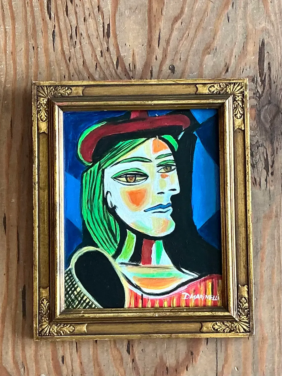 Vintage Cubist Figurative Oil on Board After Picasso — additional photo 2