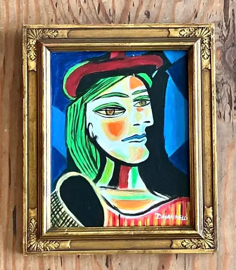Vintage Cubist Figurative Oil on Board After Picasso — additional photo 4