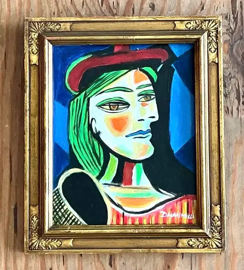 Vintage Cubist Figurative Oil on Board After Picasso — additional photo 3