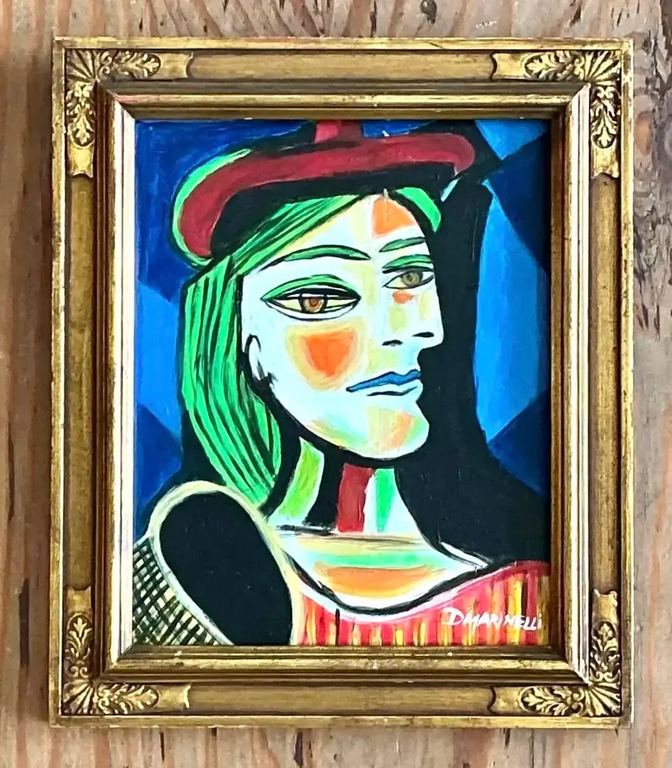 Vintage Cubist Figurative Oil on Board After Picasso — additional photo 7