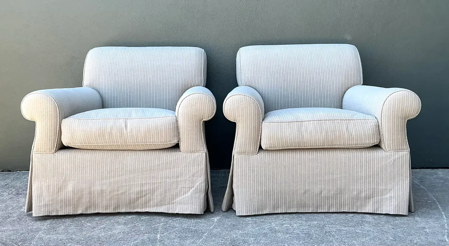 Vintage Custom Striped Lounge Chairs - A Pair — additional photo 2