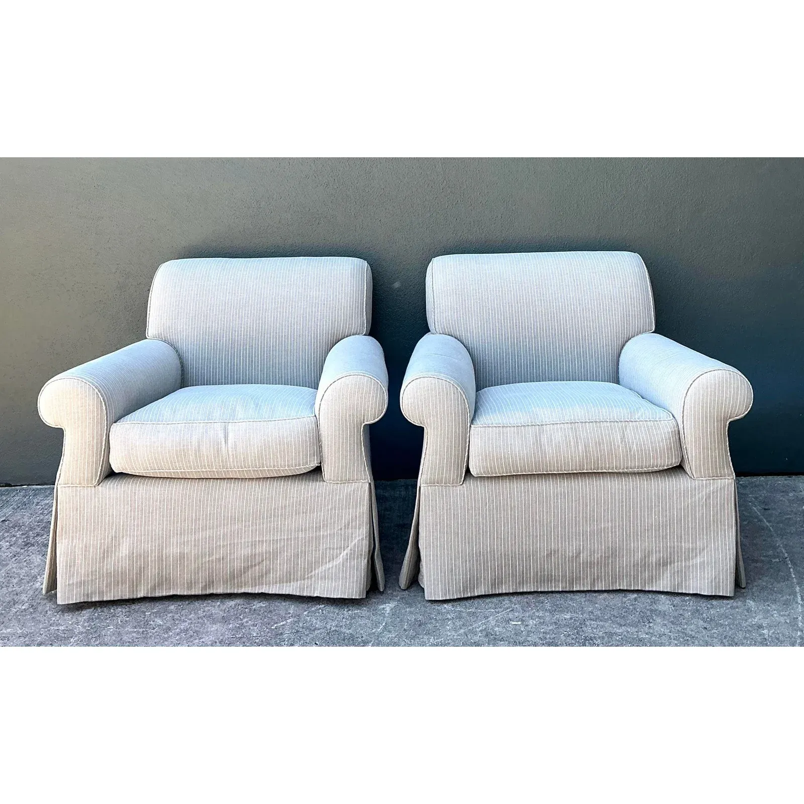 Vintage Custom Striped Lounge Chairs - A Pair — additional photo 5