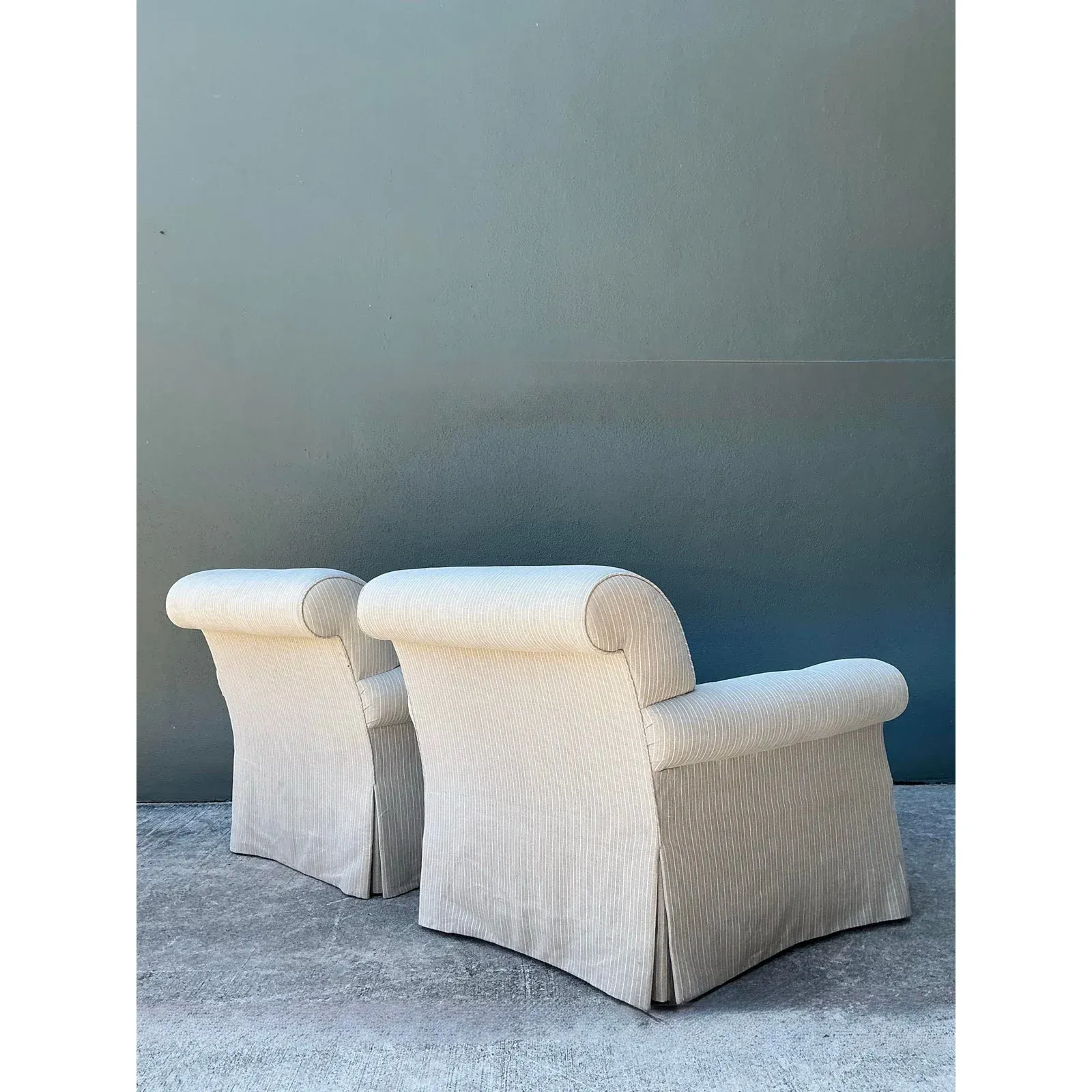 Vintage Custom Striped Lounge Chairs - A Pair — additional photo 6