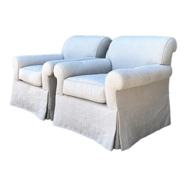 Vintage Custom Striped Lounge Chairs - A Pair — additional photo 1