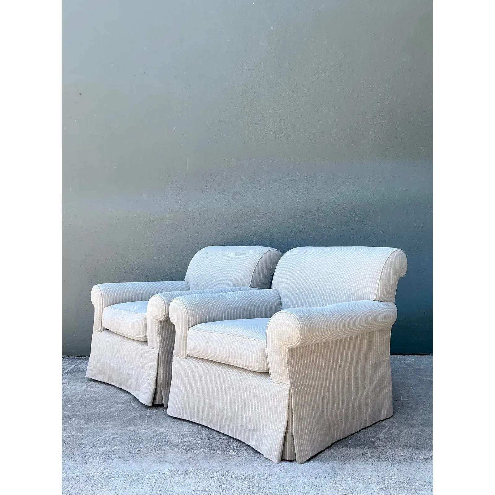 Vintage Custom Striped Lounge Chairs - A Pair — additional photo 7