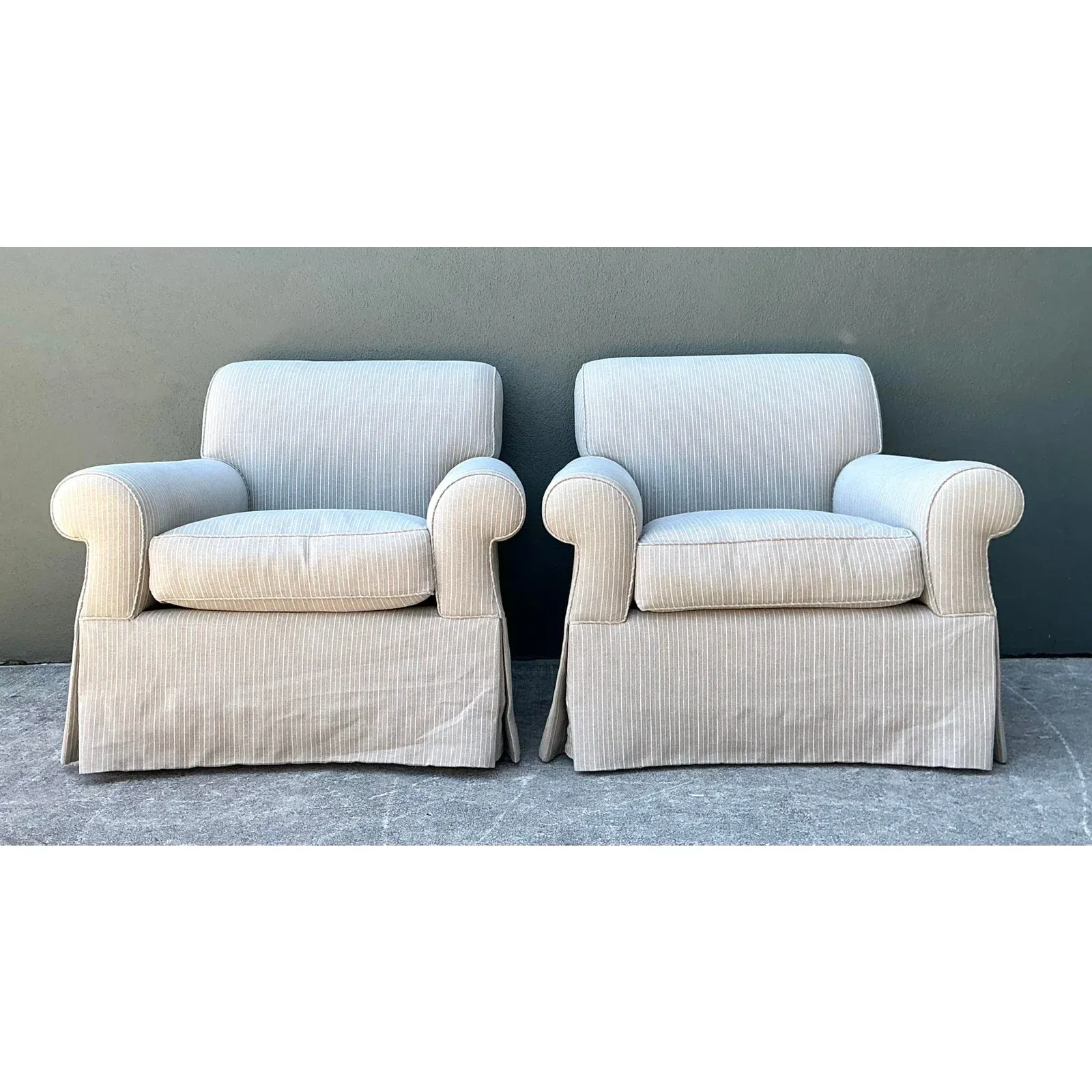 Vintage Custom Striped Lounge Chairs - A Pair — additional photo 8