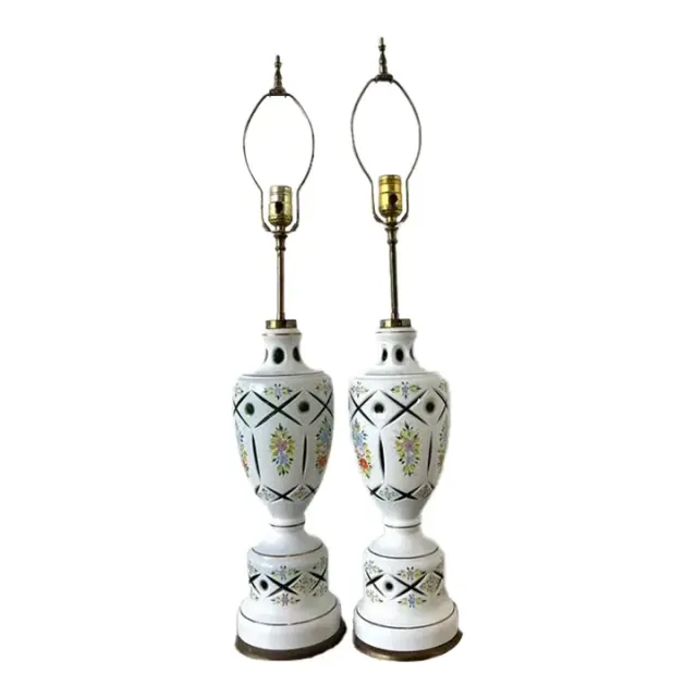Vintage Cut Colored Glass Lamps - A Pair — additional photo 1