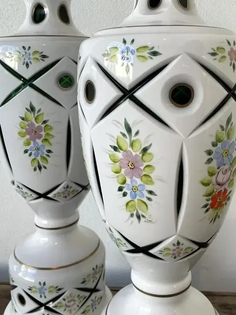 Vintage Cut Colored Glass Lamps - A Pair — additional photo 7