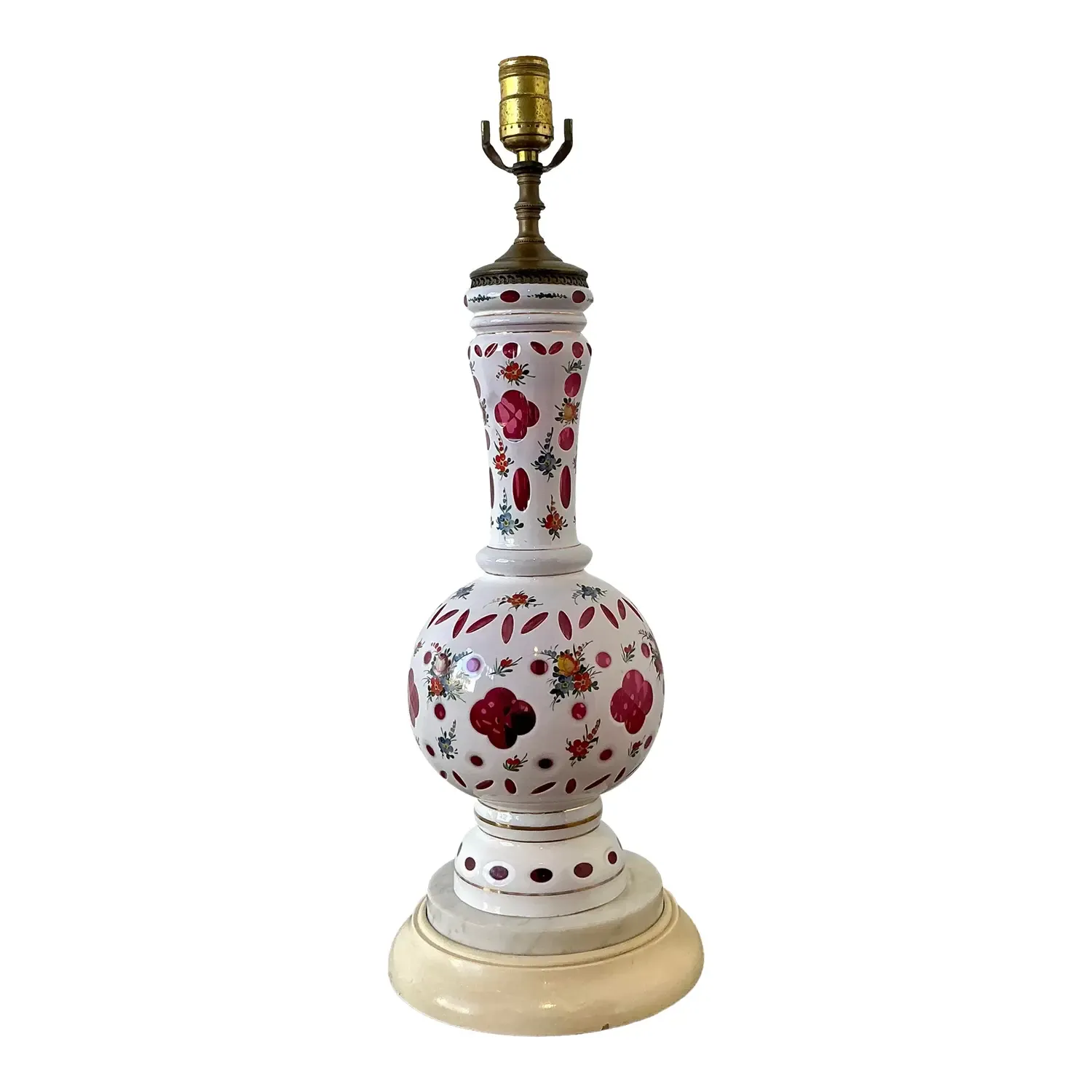 Vintage Cut Colored Glass Table Lamp