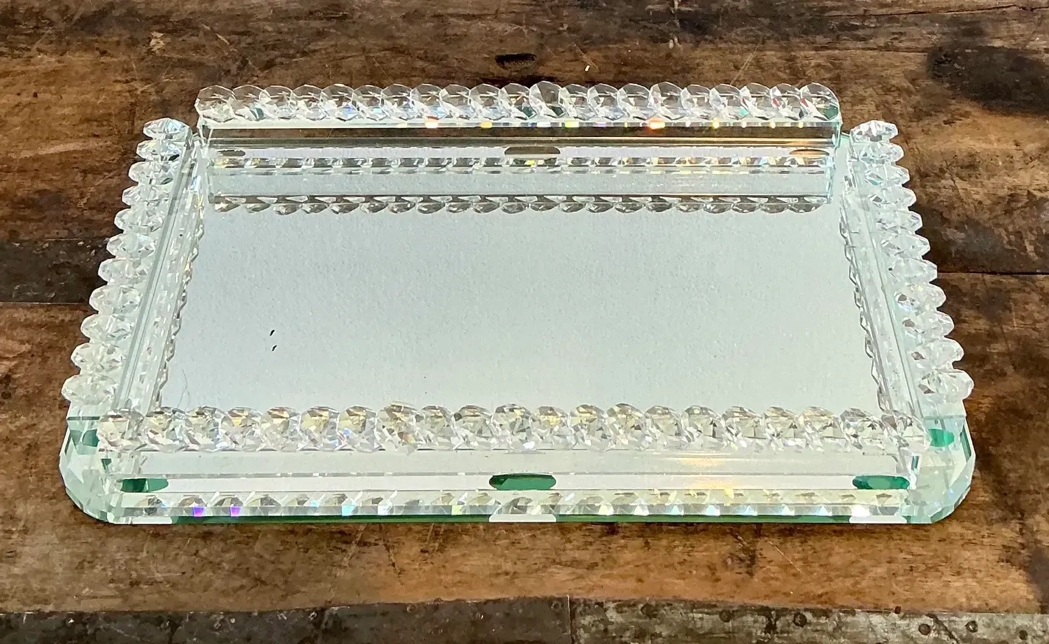 Vintage Cut Glass Mirrored Vanity Tray — additional photo 1
