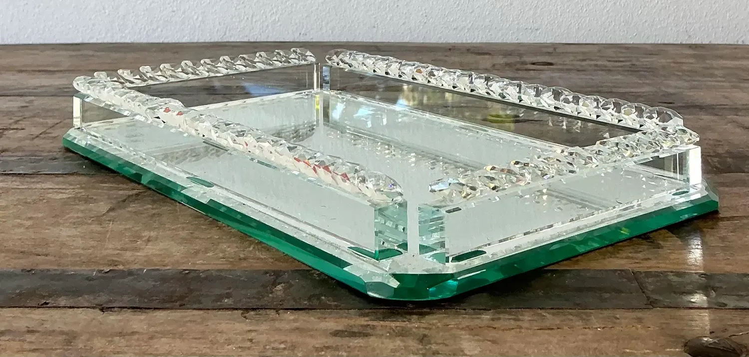 Vintage Cut Glass Mirrored Vanity Tray — additional photo 2