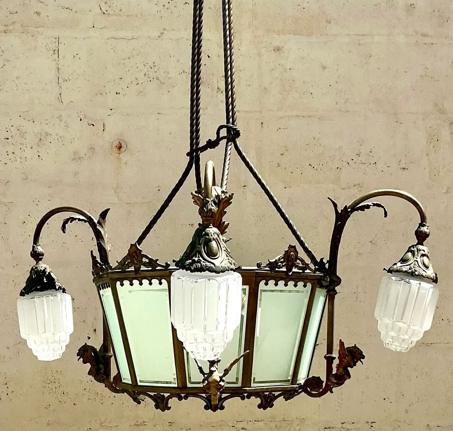 Vintage Deco Bronze Dragon Chandelier — additional photo 3