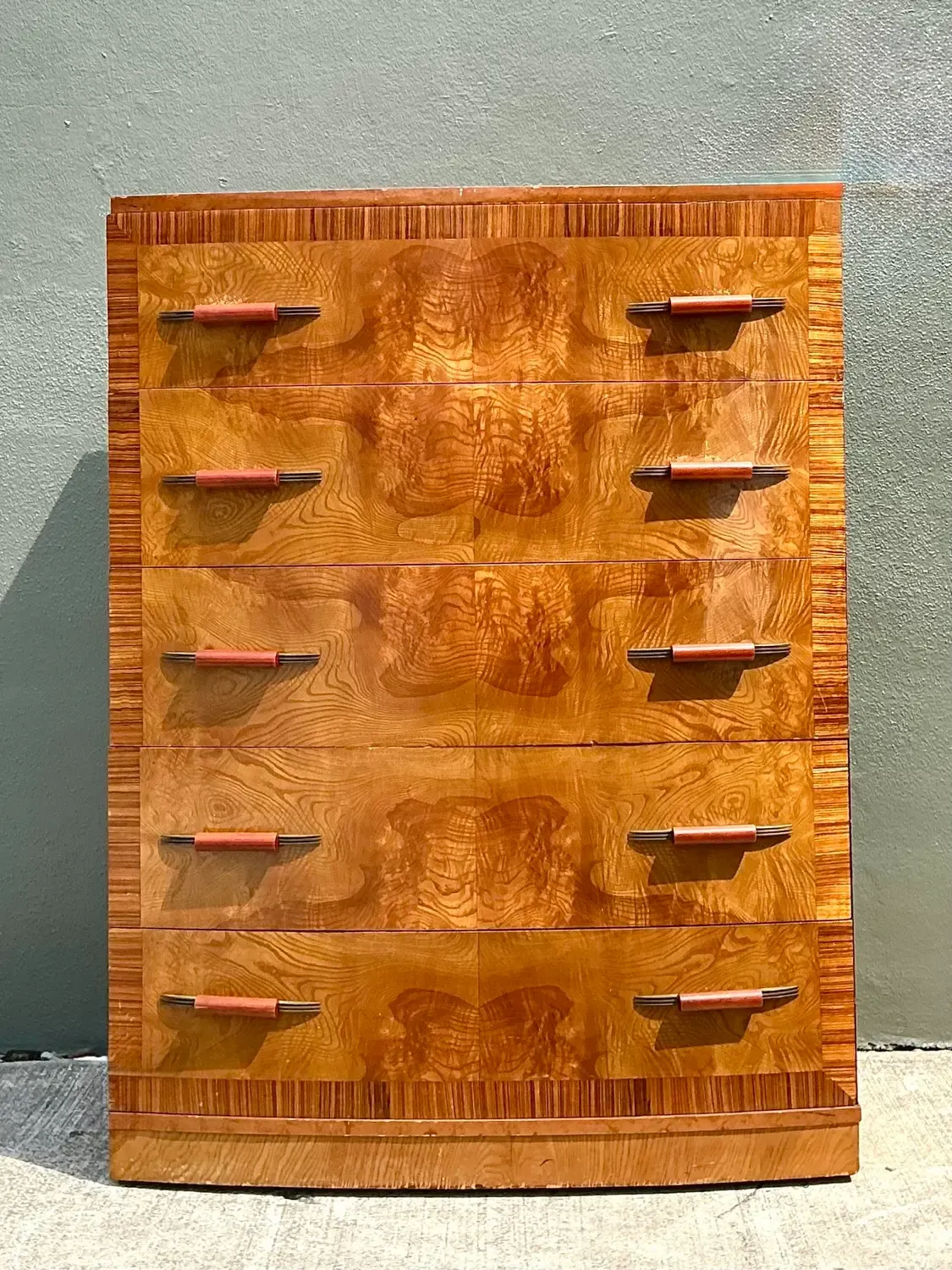 Vintage Deco Burl Wood Stall Chest of Drawers — additional photo 1