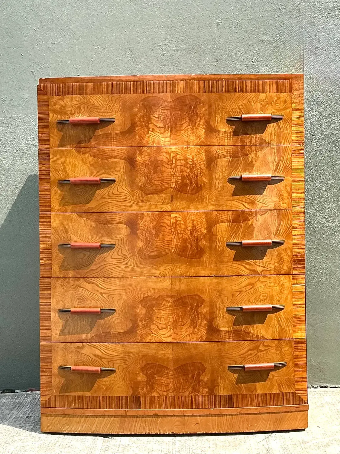 Vintage Deco Burl Wood Stall Chest of Drawers — additional photo 2